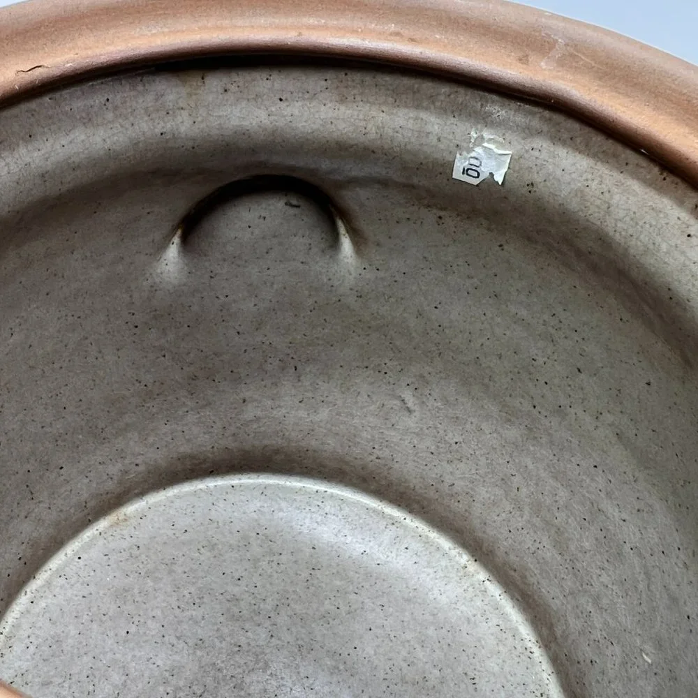 Vtg Studio Pottery Dish Pot Crock Stoneware Handles Lidded Earth Tones Rustic